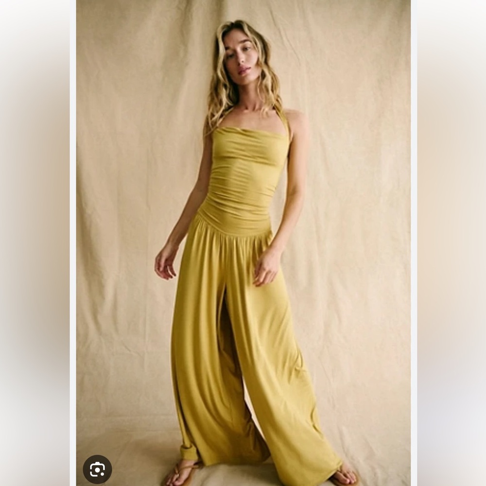 Free People Clara One-Piece Wide Leg Dropped Waist Fitted Jumpsuit